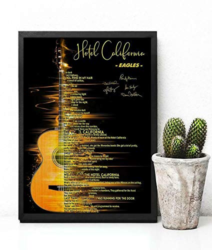 Bcts Postersign#1475 Hotel California Lyrics Song Music Poster Glossy Art Print Decor Wall Art Decor Metal Sign Poster 8X12 Inches