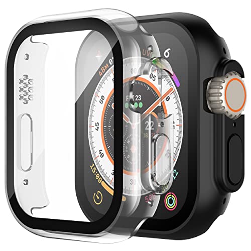 Piuellia 2-Pack Hard PC Protective Case with Tempered Glass for Apple Watch Ultra 3 / Ultra 2 / Ultra 49mm