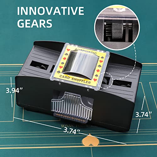 Image of Homwom Automatic Card Shuffler of Playing Card, Texas Hold'em, Poker, Home Card Games, Blackjack, Battery Operated Electric Poker Shuffling Machine (1-2 Deck)