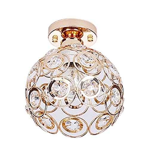 Moroccan Style Crystal Ceiling Light Shade Ball Ceiling Lampshade Iron Metal Jewelled Lamp Shade for Living Room, Bedroom and Bathroom (Gold)