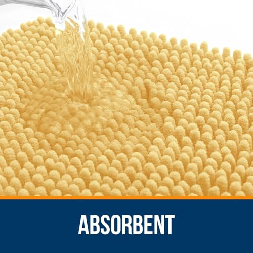 Image of OLANLY Bathroom Rugs Sets 2 Piece, Soft Absorbent Chenille Bath Mats and U-Shaped Contour Toilet Mat Area Rug Set, Machine Washable Bath Carpet, Home Decor Accessories(47 inchx20 inch+24 inchx20 inch, Yellow)