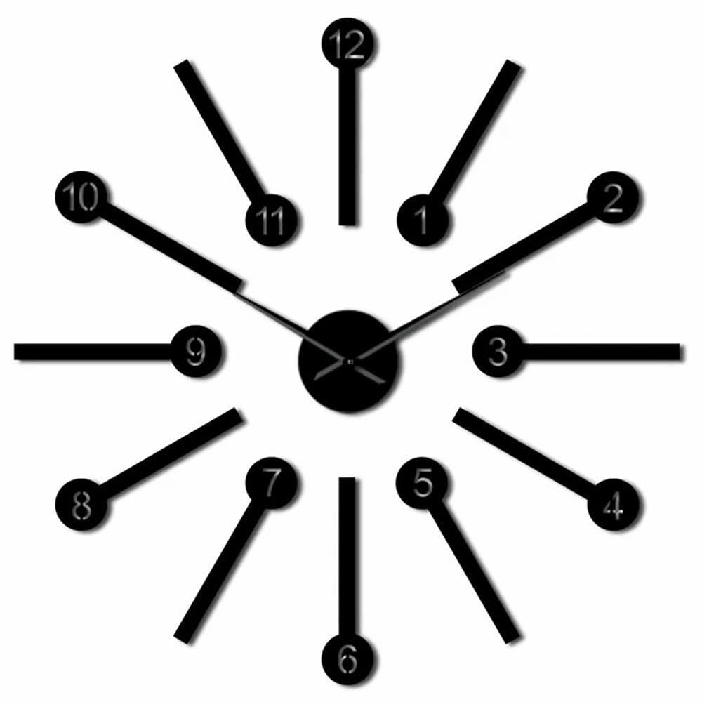 Horloge murale 3D silencieuse noire 47 pouces éliminant le tic-tac stressant