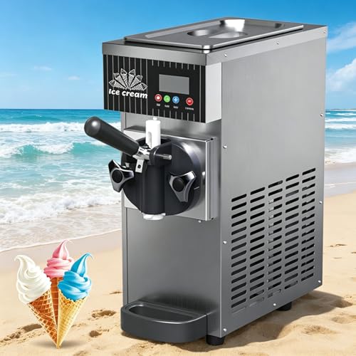TYH Machine à Glace Commerciale Mono-Parfum 450 W, Machine à Glace à Litalienne, écran LCD, Débit De 5,8 à 7,9 Gal/h, Fonction Autonettoyante, Modèle De...