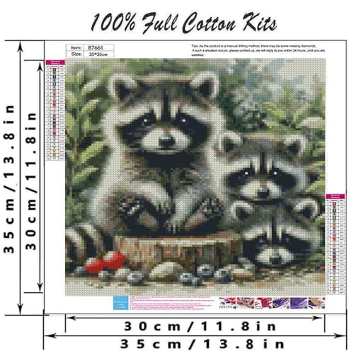 Image of Raccoon Cross Stitch Kits for Adults Beginner,Counted Cross Stitch Kits Printed Stitching Cute Patterns Dimensions Needlepoint Art Crafts Embroidery Kits for Adults Beginners (13.7x13.7 inch)