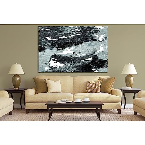 Toile peinture à l'huile texturée foncée ZELLART pour grand salon moderne