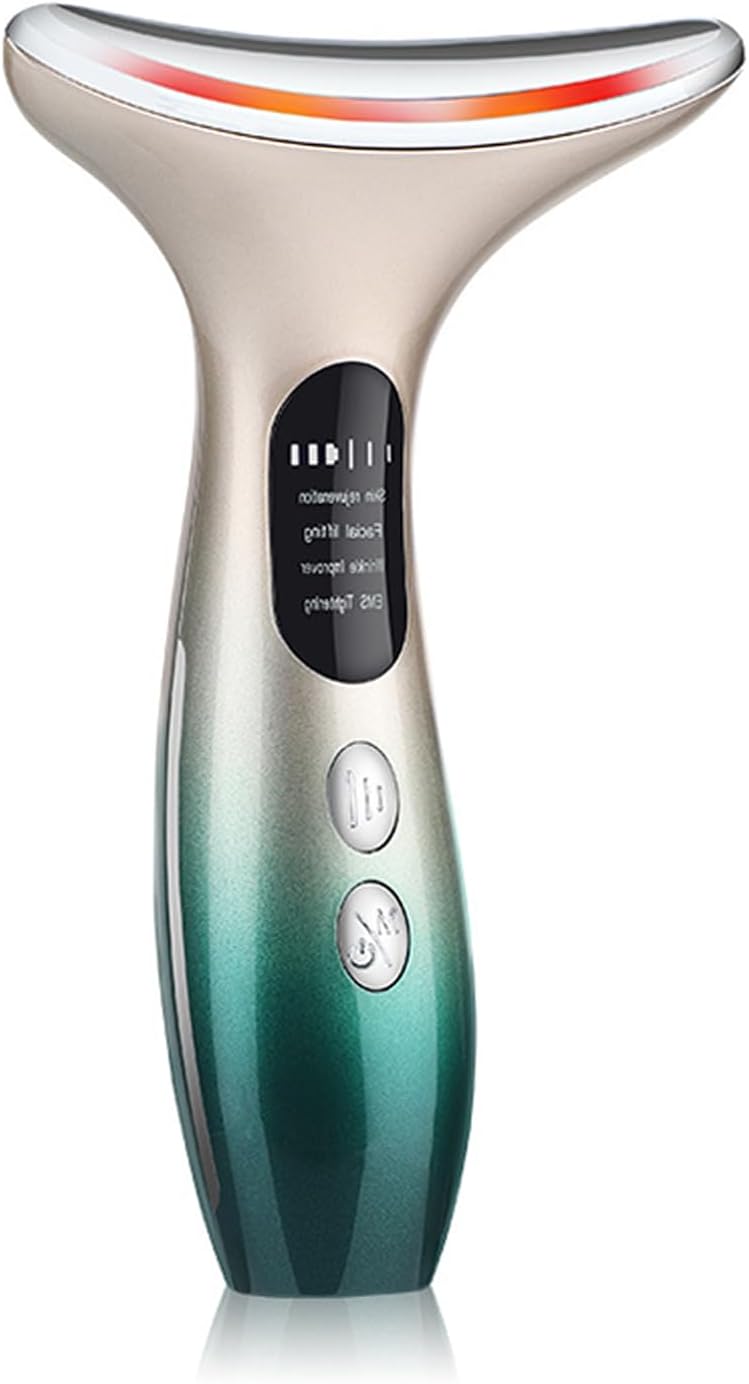 Face Massager，Anti-Wrinkle Face Device，Portable Skin Tightening Beauty Toning Device with 45 ±5°C Heat and 4 Massage Modes for SkinTightening & Neck Lifting EMS Face Toning Firming (Gradient Green)