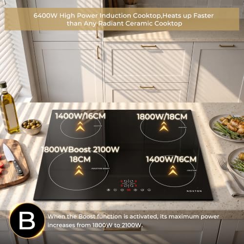Image of Noxton 24 Inch Induction Cooktop, Built-in 4 Burners Induction Stovetop