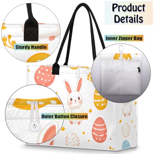 Rabbit Eggs Tote Bag for Women Large Beach Bag Reusable Tote Bags for Work Travel Beach Shopping4