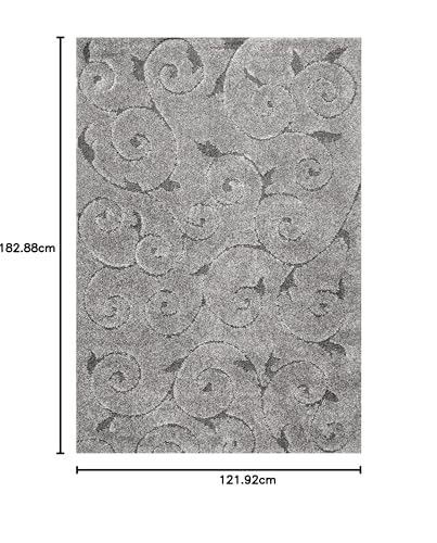 Image of Handwoven Microfibre 3D Rug for Living Room (Silver Grey & Grey, 4 X 6 Feet, Microfibre)