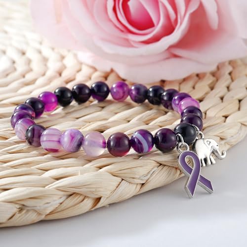 Alzheimer's Bracelets Alzheimer's Awareness Products Dementia Jewelry Alzheimer's Products Purple Bracelets Purple Beaded Bracelet3