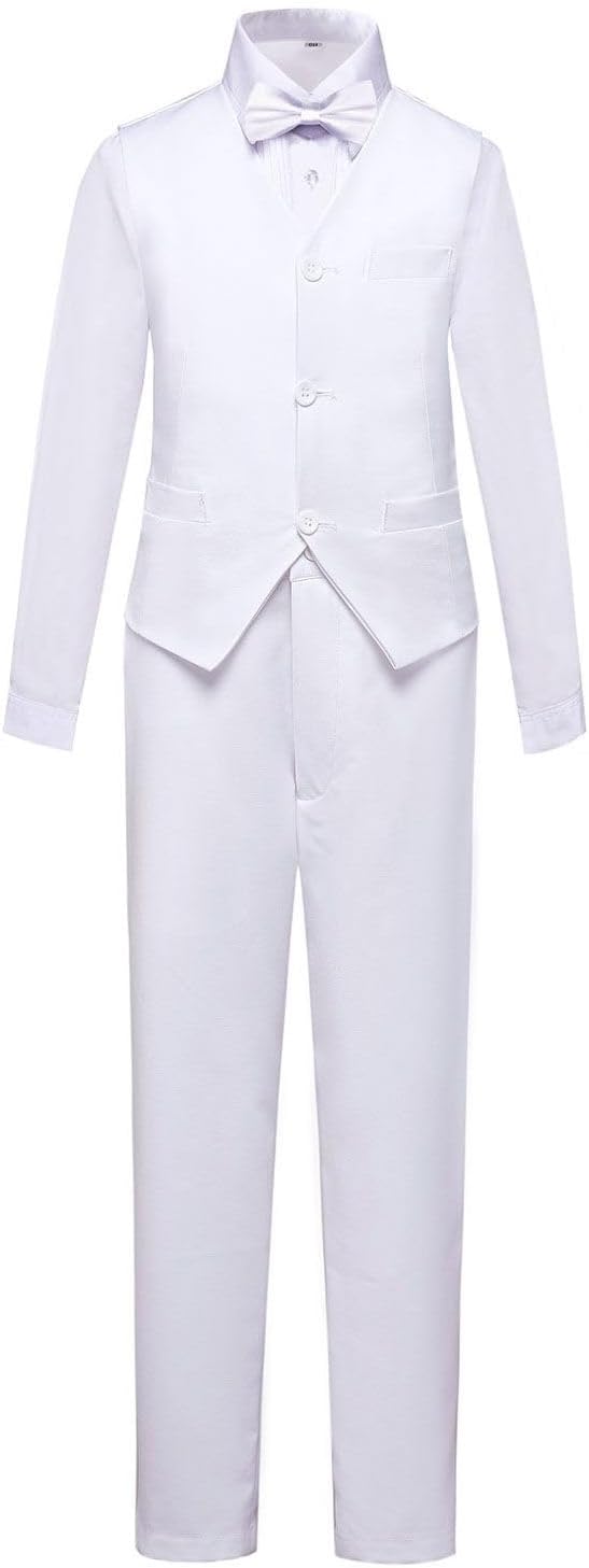 Boys Suit Set Formal Dress Shirt with Bowtie Vest Pants Toddler Boy Tuxedo Suits