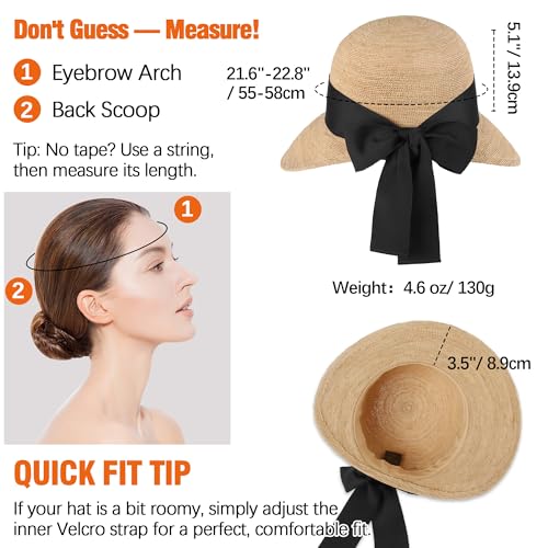 Sombrero de rafia con cinta ancha para mujer miniatura 5