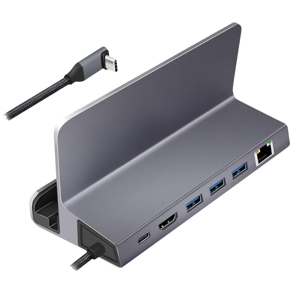 Docking station USB 3.2 Gen1 a 6 porte con USB PD (PowerDelivery 100W) in alluminio, supporto per tablet, smartphone e controller