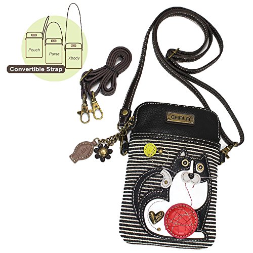 Chala Crossbody Cell Phone Purse - Women Pu Leather Multicolor Handbag With Adjustable Strap (Black - Kitty Striped) #TOP4