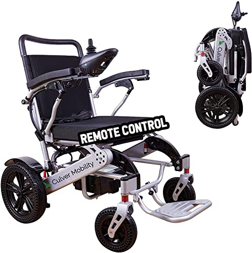 Culver Mobility Tiger Electric Wheelchair XL for Adults, All Terrain Lightweight Foldable Wheelchairs,Power Motorized Electric Wheel Chair, Comfortable Remote Control Mobility Aid (Grey)
