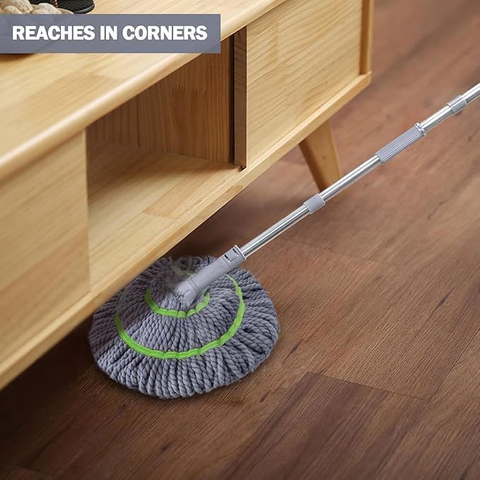 Image of Xmart India Microfiber Twist Mop with Squeeze Handle | Floor Cleaning Mop Stick with Super Absorbent Head | Easy Wringer Spin Mop for Tiles | Durable Floor Cleaner for Home Kitchen Bathroom