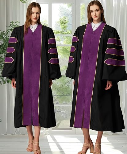 Image of MyGradDay Unisex Deluxe Graduation Doctorate Robe with Gold Piping Available for Customization