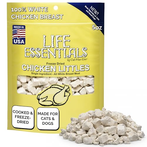 Life Essentials by Cat-Man-Doo | Chicken Littles - 5oz Bag | Freeze Dried Chicken Cat & Dog Treats | Healthy Single Ingredient Training Treats High Protein