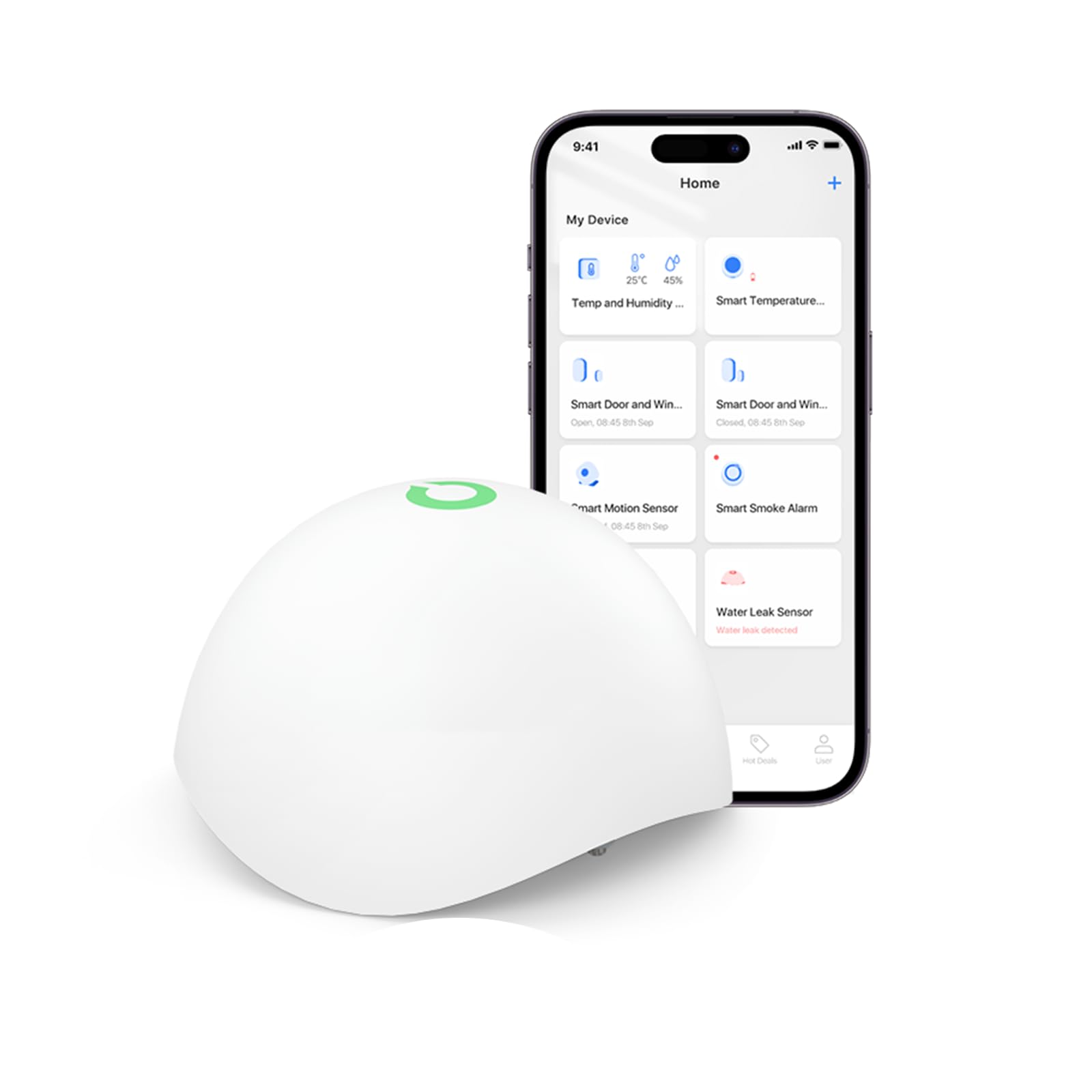 Water Leak Detector Hub Needed, Smart Water Alarm, App Alert, Replaceable batteries, Interlinked, Apple HomeKit Supported, Wireless IP67 Flood Sensor, for Kitchen Bathroom Basement Garage