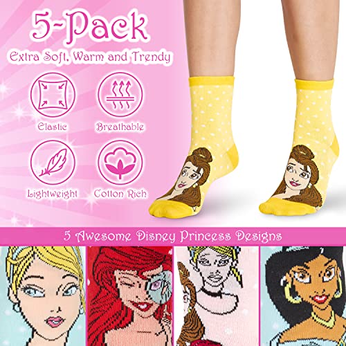 Image of Disney Stitch Socks Gifts for Women Teens, US Size 4-9, Baby Yoda Pack of 5 Fuzzy Casual Crew Socks for Home Sleep Winter