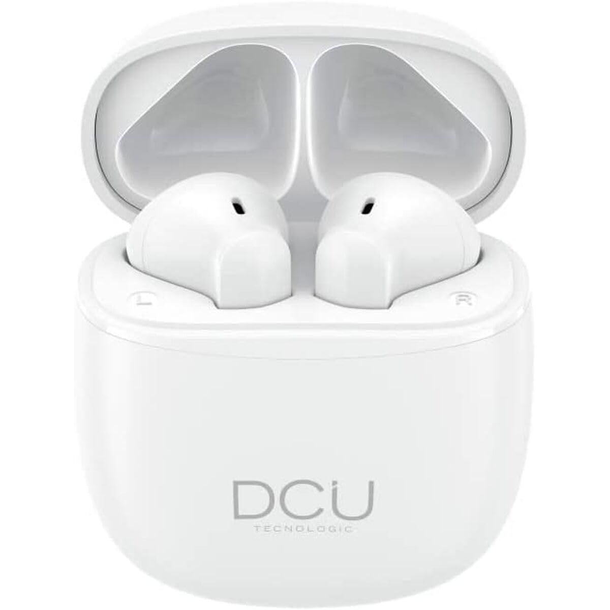 DCU TECNOLOGIC | Auriculares Mini Mate Bluetooth 5.1 | USB Tipo C | con Touch Control | Micrófono Incorporado | Llamadas Manos Libres | A Prueba de Sudor IPX4 | Compatible con Android y iOS | Blanco