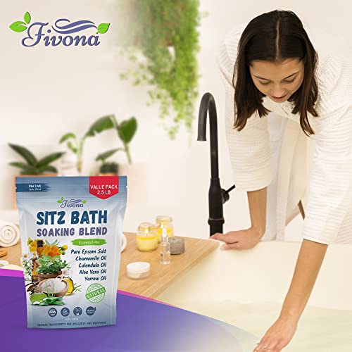 Fivona 40Oz Sitz Bath Salts For Hemorrhoids And Postpartum Care, Epsom Salt Soak With All Natural Oils For Self Care Bartholin Cyst Treatment, Large Value Pack #TOP5