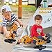 MLcnleS Kids Construction Excavator Toys Truck with 6 Activity Barricade, Rechargable Battery, Educational Engineering Digger for Boys Present for 6 7 8 9 Years Old Boys Girls