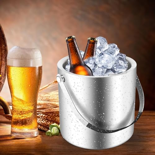 Seau à glace isolé Sprifityy 2.2L avec couvercle silicone et pince