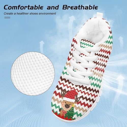 Christmas Kids Lace Up Sneakers for Boys Girls Non Slip Running Shoes Lightweight Tennis Athletic Sneakers Breathable Sports Shoes for Little Kid Size11-13/ Big Kids Size1-53