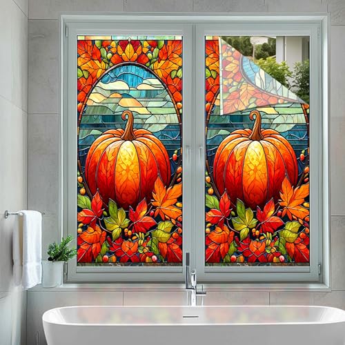 Película para ventana decoración vidriera otoño 17.7x39.3 pulg miniatura 5