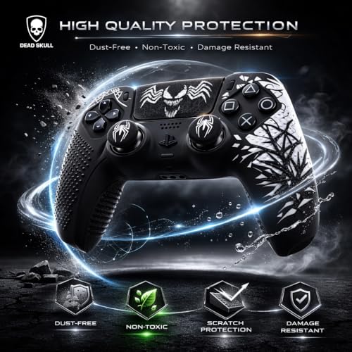 Image of DEADSKULL - Spidy Edition Protective Cover Case Compatible with DualSense Anti-Slip PS5 Remote Skin, PS 5 Controller Accessories,Silicone Sleeves Set (Black & White)