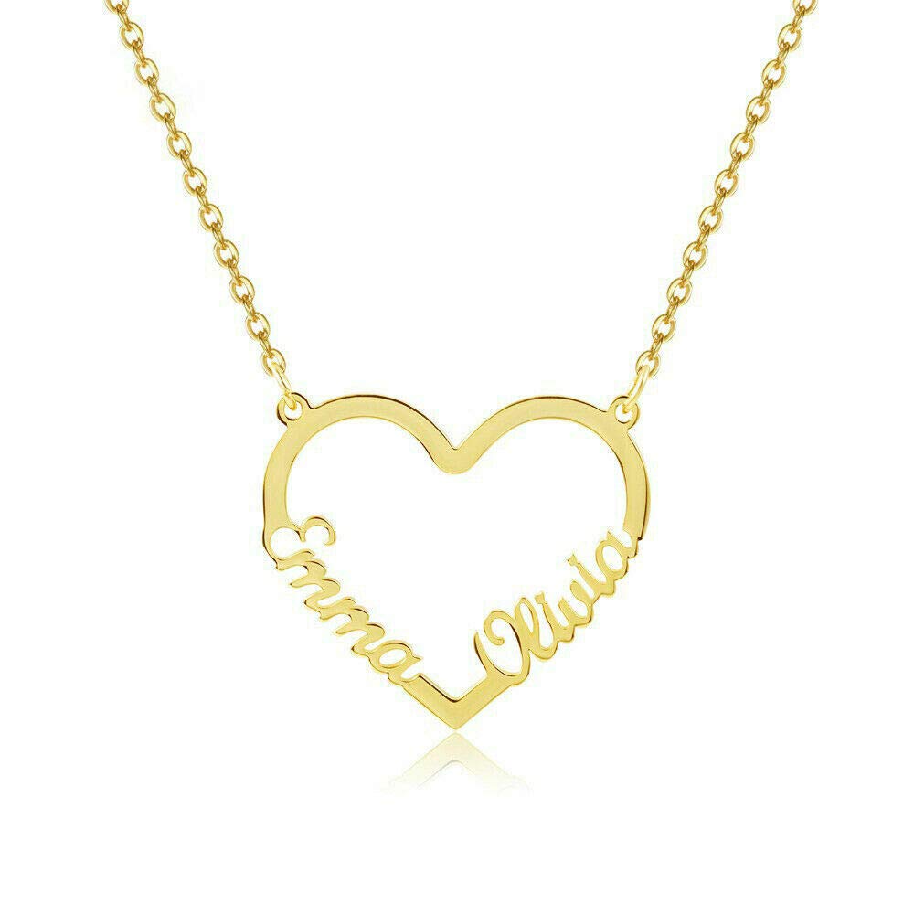 Artisans Crafted Gold Plated Brass Metal Customized Couple Name in Heart Name Necklace For Men and Women (B08J42MR7P) Amazon Price History, Amazon Price Tracker