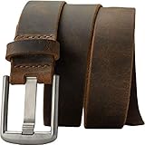 Titanium Wide Pin Brown Distressed Leather Belt (34')