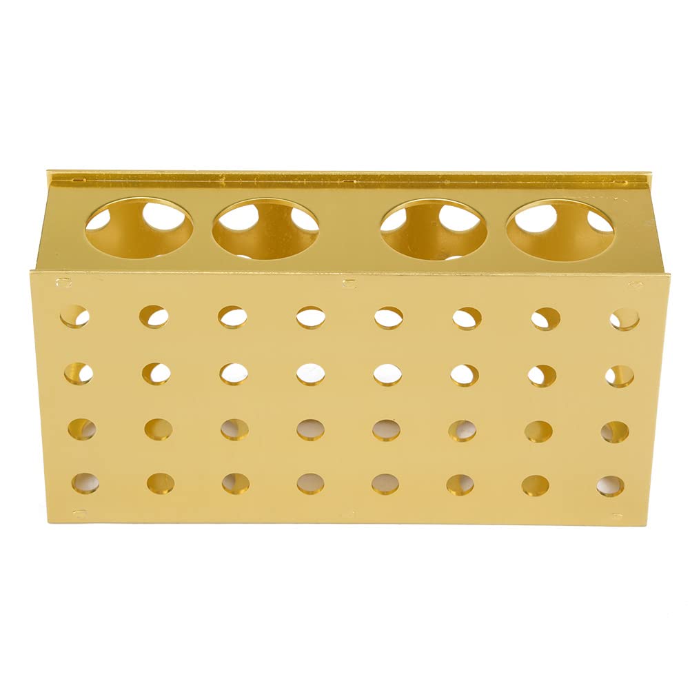 Soporte para tubos de ensayo de aluminio dorado 8x12, 3x18, 30 mm diámetro del orificio