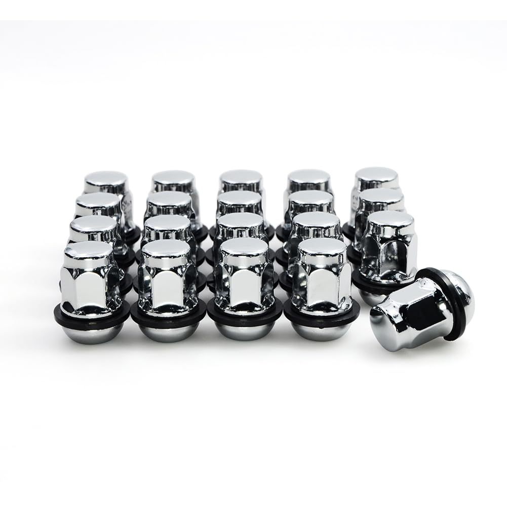 Honishen M12x1.5 Lug Nuts for Select Honda and Acura, Factory Style Chrome Radius Seat with Washer - 13762-07-20AM (20 Pack)