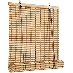 Persianas Privacidad Cy.curtain bright Estor Enrollable en Bambú para Interiores, Cortina Persiana de Madera, Protección Solar y Privacidad, para Ventana y Puerta, 90 x 175 cm