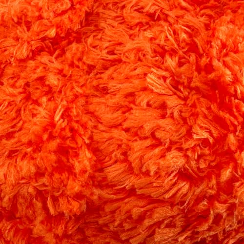 Image of Plush Faux Fur Bulky Yarn, Super Soft Fluffy Fuzzy for Knitting Crocheting Crafting, 100 Gram (3.53 Ounces) 109 Yards (100 Meters) (Bright Orange)