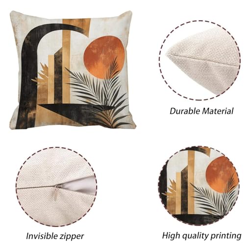 Coussin imperméable orange brûlée 55x55 grand format déperlant en lin lavable