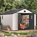 MELLCOM 10 x 12 FT Resin Outdoor Storage Shed with Floor