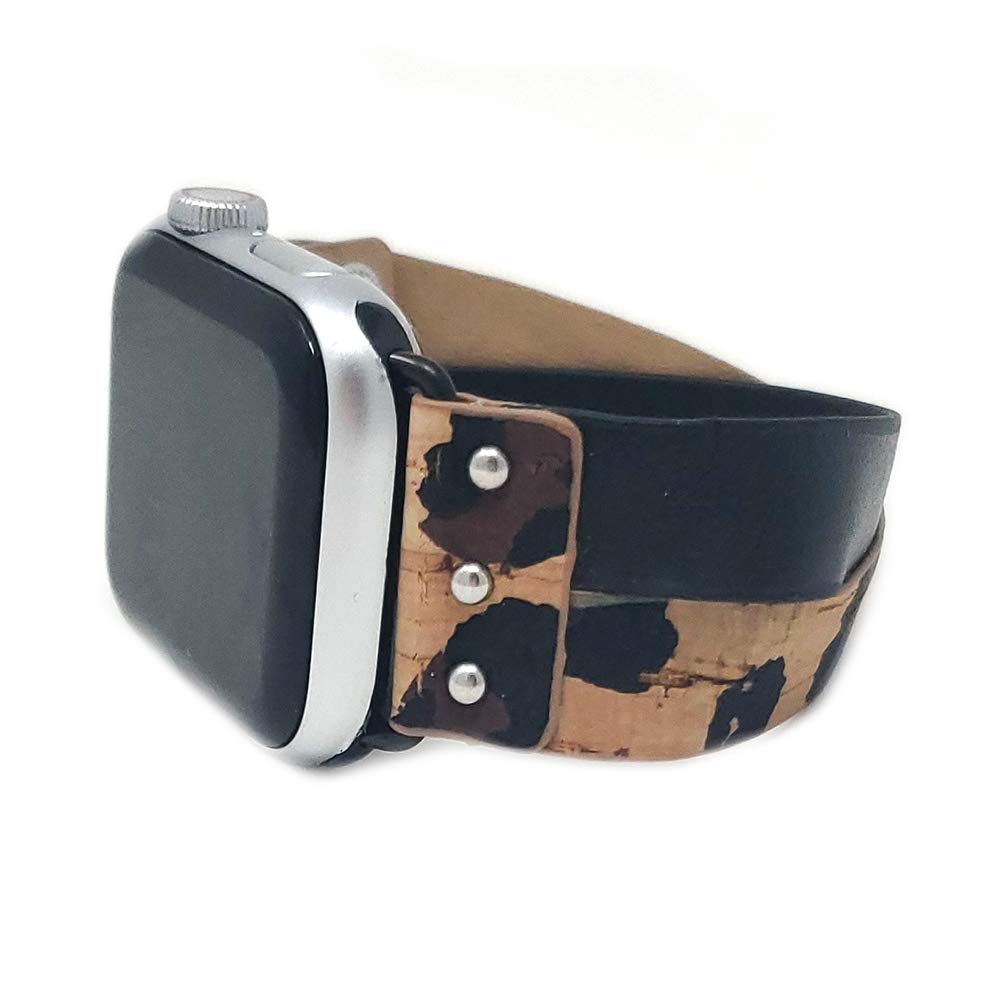 Emulily Compatible with Apple Watch Leopard Band 38/40 mm Snap Button