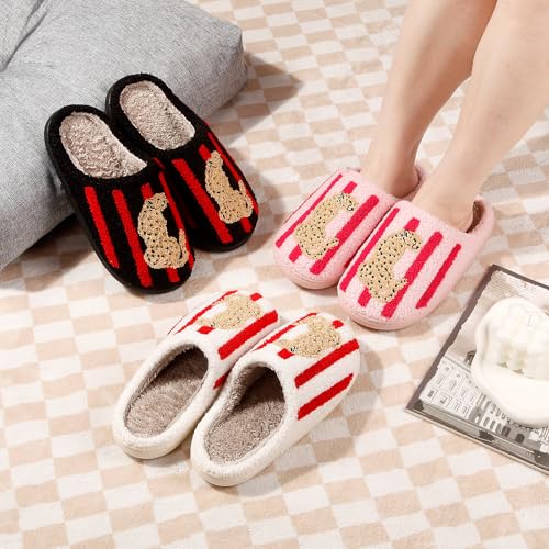 Image of LNERIP Animal Slippers Fruit Slippers Plant Slippers Various Cartoon Patterns Fluffy Soft Memory Foam Retro Indoor Outdoor Home Couple Shoes