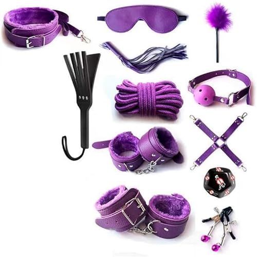 Practical Purple Leather Twelve Piece Set with Various Combinations to Choose from, Diverse Styles for Couples, Holiday Surprise Gifts，Endurance Training Accessory