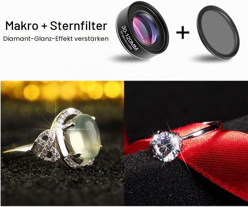 Makro-Objektiv Mit Großer Reichweite, 30-120 mm, Für iPad, iPhone, Samsung, Android, Pixel, Telefon - Mit Sternenlicht, CPL-Filter Und 37-mm-Clip