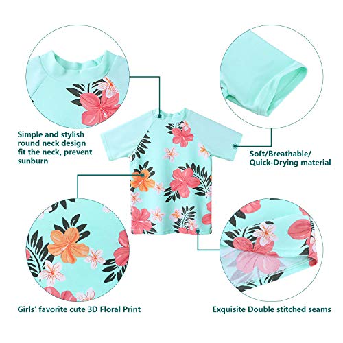 Toddler Girls Rash Guard Short Sleeve Two Piece Swimsuits for Girls Swimwear Kids Surfing Suit UPF 50+ 3-10 Years…2
