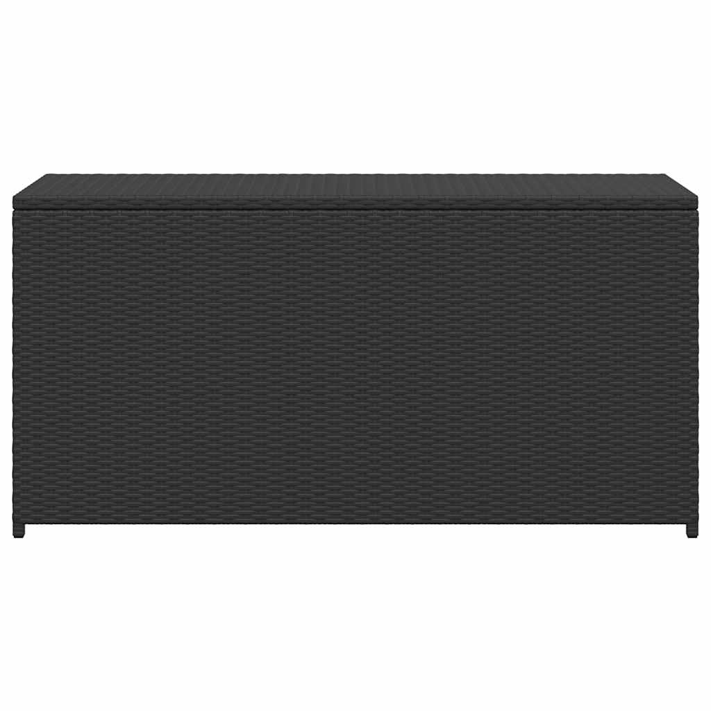 Garten-Auflagenbox Schwarz aus Poly Rattan 120x50x60 cm mit wasserdichtem Deckel und Stauraum für Kissen Aufbewahrung auf Balkon Terrasse Outdoor