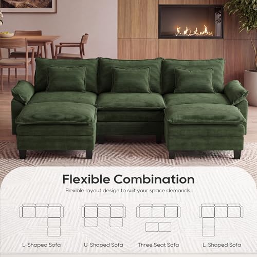 Image of URRED Oversized Modular Sectional Sofa,Solid Green:122 inch U Shaped