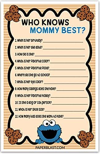 Amazon.com: Cookie Monster Baby Shower Game - Who Knows Mommy Best ...