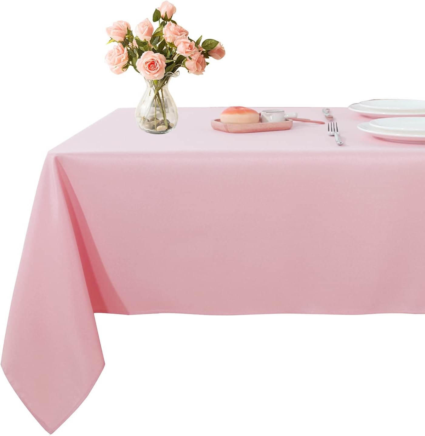 Fitable Rectangle Tablecloth Stain and Wrinkle Resistant Washable Polyester Table Cloth for Buffet Parties and Camping (54x108 inch, Pink)
