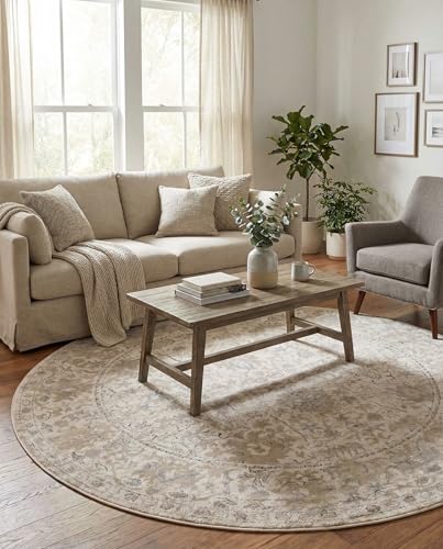 Tapete Redondo 7 Ft Ivory Rugs.com Oregon Collection miniatura 4