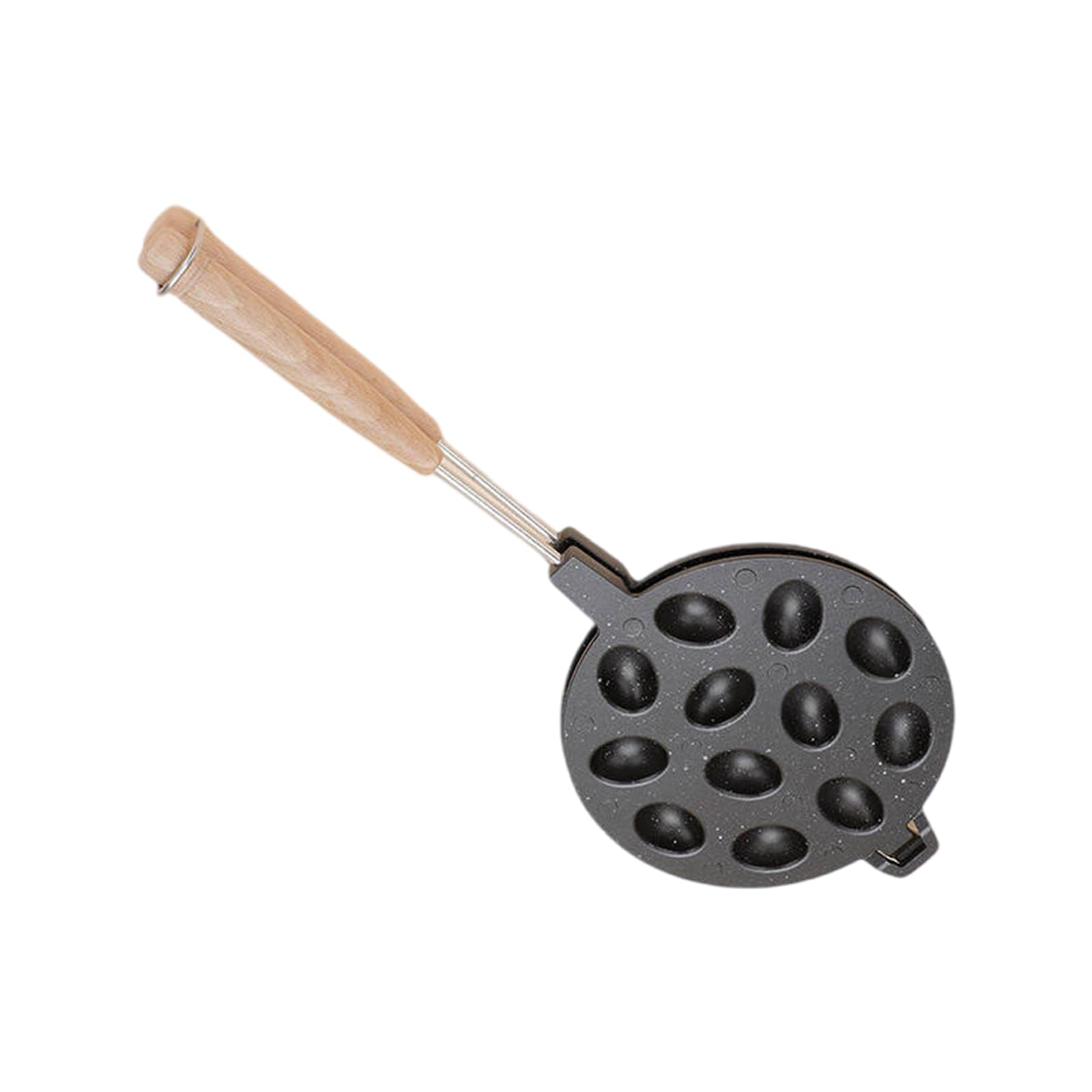 MICFENY Nonstick Cookie Maker Pan Oval Baking Tool for Nut Waffles and Pastries with Wood Handle Aluminum Alloy Bakewares